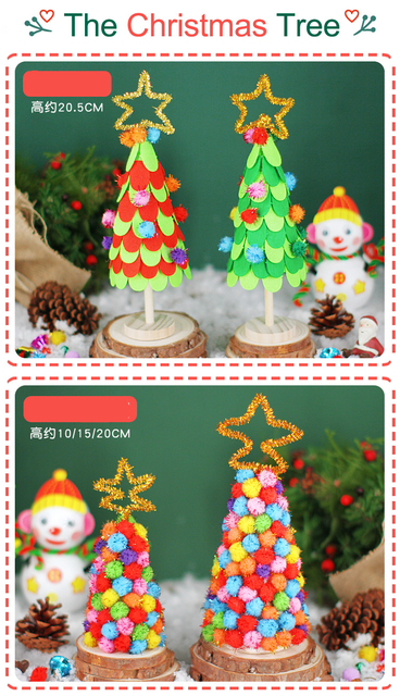 Zestaw rękodzielniczy DIY - Choinka bożonarodzeniowa dla dzieci z włókniny i wstążki - Wianko - 3