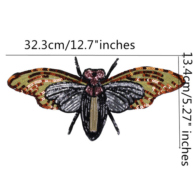Łata z motywem dużego pszczoły zdobionym cekinami i aplikacją ważki - koronkowa ryba na kurtkę DIY (TH733) - Wianko - 7
