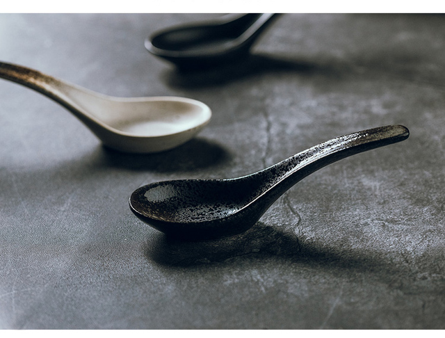 Ręcznie robiona chińska łyżka w stylu retro z ceramiki porcelanowej, idealna do zup, prosty design kuchenny - H158 - Wianko - 5