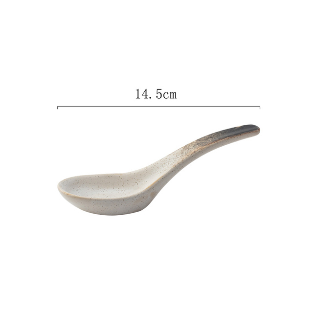 Ręcznie robiona chińska łyżka w stylu retro z ceramiki porcelanowej, idealna do zup, prosty design kuchenny - H158 - Wianko - 13