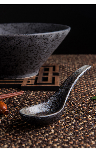 Ręcznie robiona chińska łyżka w stylu retro z ceramiki porcelanowej, idealna do zup, prosty design kuchenny - H158 - Wianko - 7