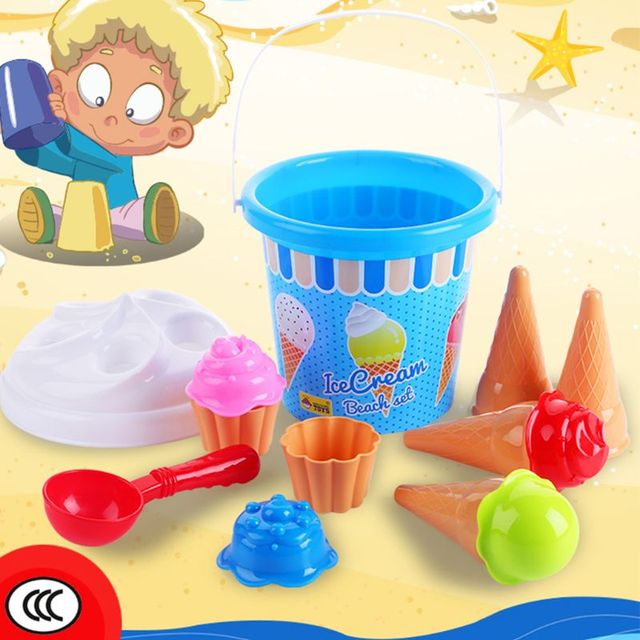 Zestaw plażowych zabawek dla dzieci 54DA z modele piasku - wiaderko lód do piaskownicy w ogrodzie lato na zewnątrz - Wianko - 5