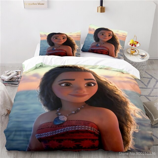 Zestaw pościeli Queen King Size Moana Disney Cartoon, 3D drukowane, pościel dziecięca dla chłopców i dziewcząt w sypialniach - Wianko - 2