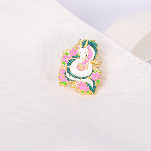 Broszka Spirited Away Vintage - Haku z Gwiezdnym Niebem w różowym kolorze - Brooch - Cartoon-Style - Biżuteria dla fanów filmu - Prezent - Wianko - 7