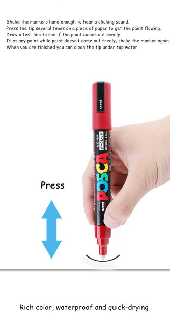 Japoński marker wodny UNI POSCA PC-5M w 24 kolorach 1.8-2.5mm - nieblaknący długopis do plakatów, reklam, biura i szkoły - Wianko - 10