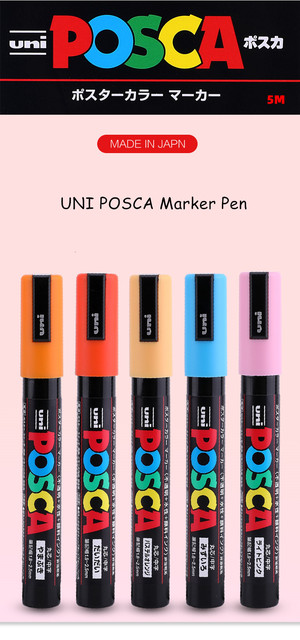 Japoński marker wodny UNI POSCA PC-5M w 24 kolorach 1.8-2.5mm - nieblaknący długopis do plakatów, reklam, biura i szkoły - Wianko - 7