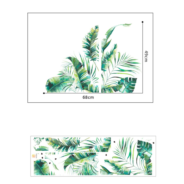 Naklejki ścienne - zielone liście bambusa z tropikalnym motywem lasu deszczowego dla pokoju dziecka (DIY) - Wianko - 15