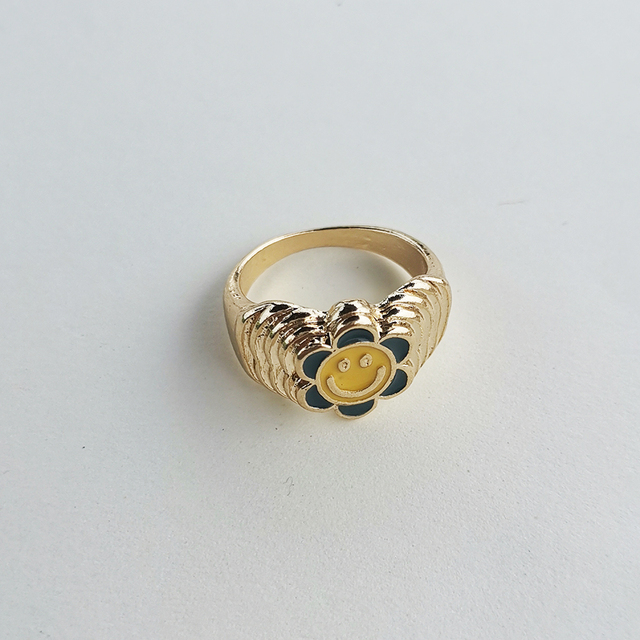 Pierścień damski Lost Lady - popularny wzór słonecznika, emaliowany, aluminiowy, hurtownia biżuterii - Wianko - 17
