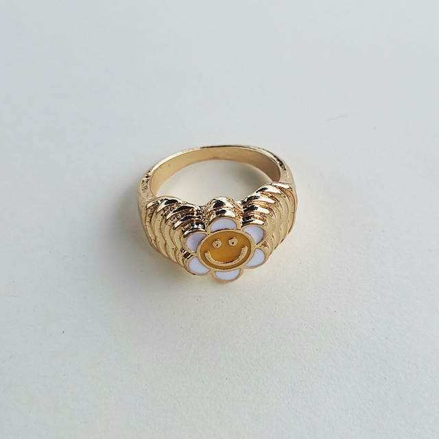 Pierścień damski Lost Lady - popularny wzór słonecznika, emaliowany, aluminiowy, hurtownia biżuterii - Wianko - 15