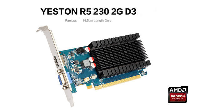 Karta graficzna Yeston Radeon R5 230 2GB GDDR3 64-bitowa do komputerów stacjonarnych obsługująca VGA/HDMI - Wianko - 1
