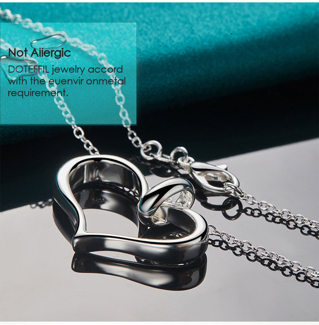 Naszyjnik DOTEFFIL 925 ze srebrnym sercem, łańcuch 16-30 Cal - moda ślubna i zaręczynowa - Wianko - 4