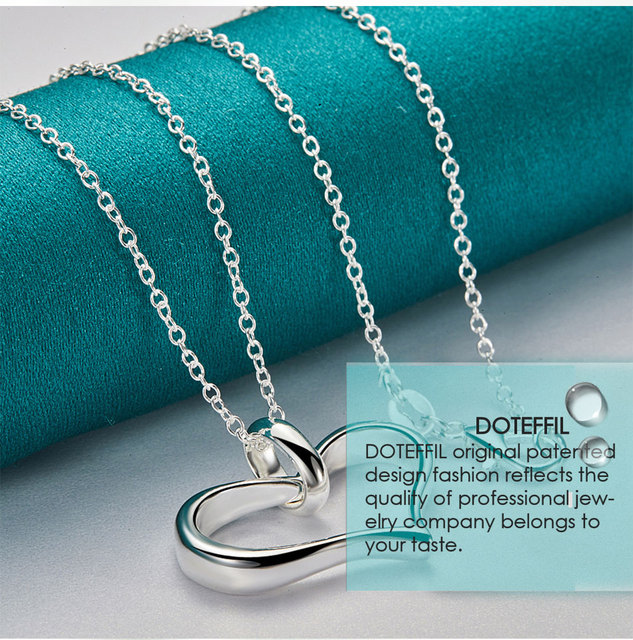 Naszyjnik DOTEFFIL 925 ze srebrnym sercem, łańcuch 16-30 Cal - moda ślubna i zaręczynowa - Wianko - 6