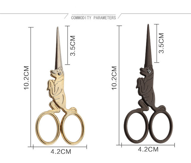 Nożyczki krawieckie antyczne czarne i złote 12 różnych kształtów zwierząt ze stali nierdzewnej do papieru DIY i haftu - Wianko - 30