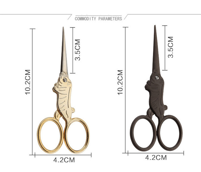 Nożyczki krawieckie antyczne czarne i złote 12 różnych kształtów zwierząt ze stali nierdzewnej do papieru DIY i haftu - Wianko - 22