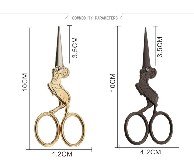 Nożyczki krawieckie antyczne czarne i złote 12 różnych kształtów zwierząt ze stali nierdzewnej do papieru DIY i haftu - Wianko - 29