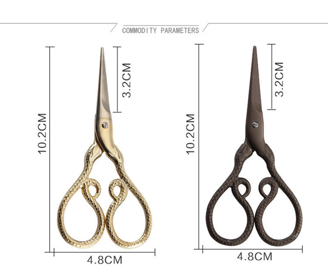 Nożyczki krawieckie antyczne czarne i złote 12 różnych kształtów zwierząt ze stali nierdzewnej do papieru DIY i haftu - Wianko - 31