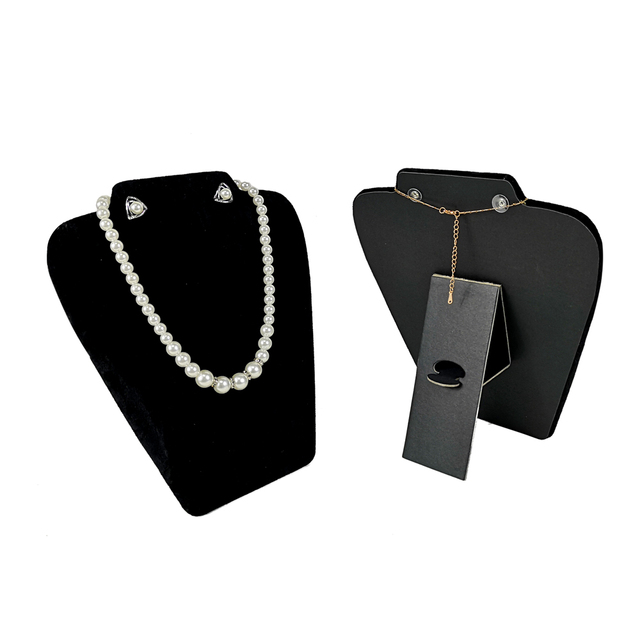 Stojak wystawowy na biżuterię - czarny aksamit, składany, dla naszyjników i kolczyków, 19*20.5Cm - Wianko - 1