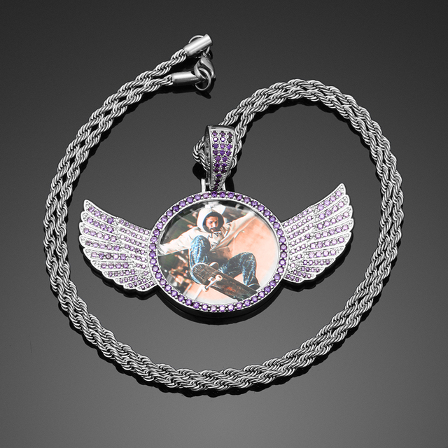 Wisiorek z kryształowymi skrzydłami anioła, luksusowy, wykonany na zamówienie, w trzech kolorach: złotym, różowym i fioletowym - Wianko - 13