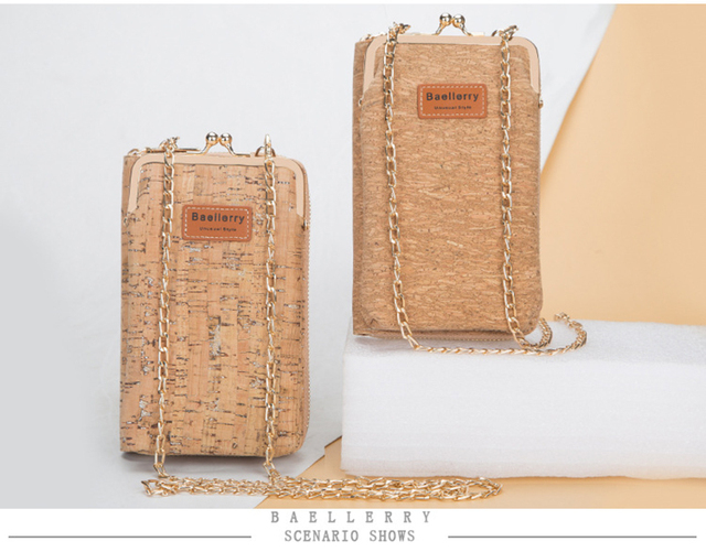 Damska torba na ramię Baellerry Wood Grain ze skóry PU z długim łańcuszkiem na telefon komórkowy i portmonetką - Wianko - 11