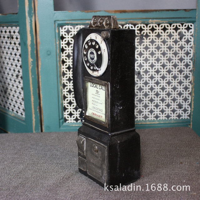 Żywica Retro Telefon Figurki Stare Brudne Rzemiosło Vintage do Wystroju Domu - Wianko - 5