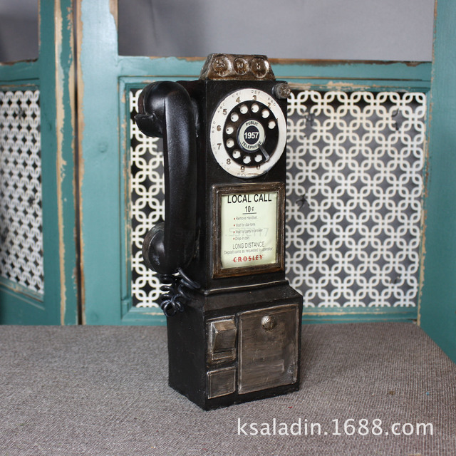 Żywica Retro Telefon Figurki Stare Brudne Rzemiosło Vintage do Wystroju Domu - Wianko - 4