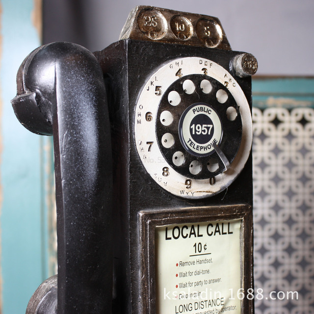 Żywica Retro Telefon Figurki Stare Brudne Rzemiosło Vintage do Wystroju Domu - Wianko - 6
