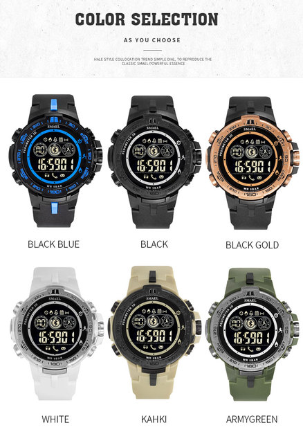 Zegarek sportowy męski SMAEL, wodoodporny 50M, moda wielofunkcyjna, cyfrowy, Relojes Hombre 8012, z automatycznym światłem LED, prezent na randkę - Wianko - 7
