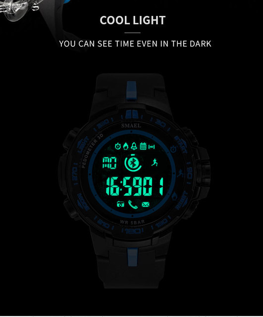Zegarek sportowy męski SMAEL, wodoodporny 50M, moda wielofunkcyjna, cyfrowy, Relojes Hombre 8012, z automatycznym światłem LED, prezent na randkę - Wianko - 6