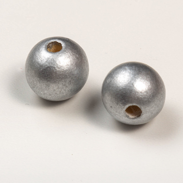 Złote srebrne drewniane koraliki okrągła kula DIY 16mm - Wianko - 2