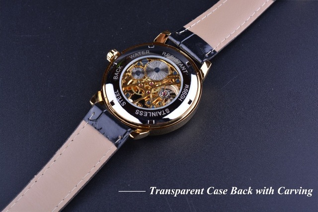Mechaniczny zegarek biznesowy dla mężczyzn z wysokiej jakości PU skórzaną bransoletką - Wianko - 4