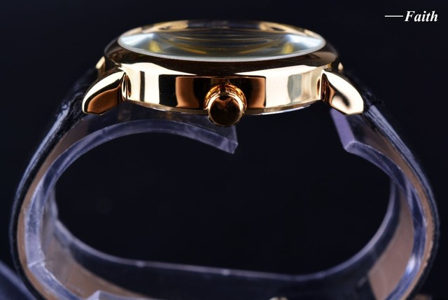 Mechaniczny zegarek biznesowy dla mężczyzn z wysokiej jakości PU skórzaną bransoletką - Wianko - 6