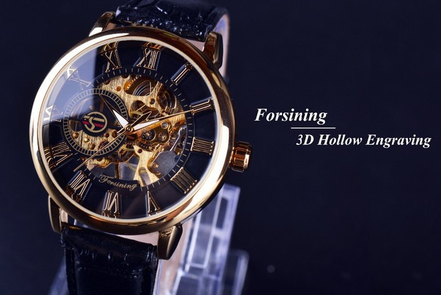 Mechaniczny zegarek biznesowy dla mężczyzn z wysokiej jakości PU skórzaną bransoletką - Wianko - 3