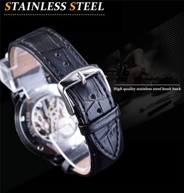 Mechaniczny zegarek biznesowy dla mężczyzn z wysokiej jakości PU skórzaną bransoletką - Wianko - 15
