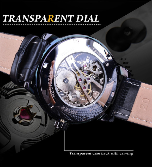 Mechaniczny zegarek biznesowy dla mężczyzn z wysokiej jakości PU skórzaną bransoletką - Wianko - 12