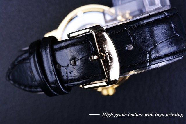 Mechaniczny zegarek biznesowy dla mężczyzn z wysokiej jakości PU skórzaną bransoletką - Wianko - 7