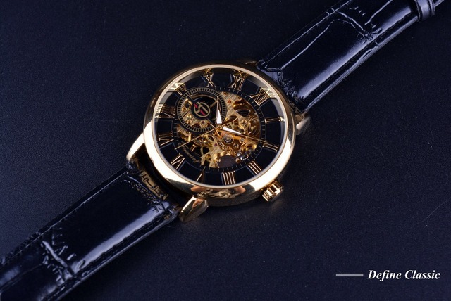 Mechaniczny zegarek biznesowy dla mężczyzn z wysokiej jakości PU skórzaną bransoletką - Wianko - 5