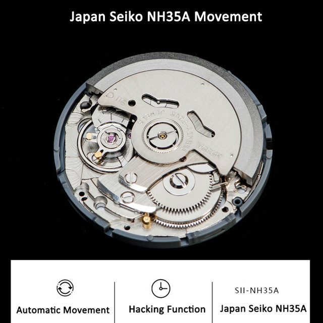 Mechaniczny zegarek NH36A NH35A Japonia 24 klejnoty, czarny/biały data koła, 21600 bph, wysokiej jakości części - Wianko - 6