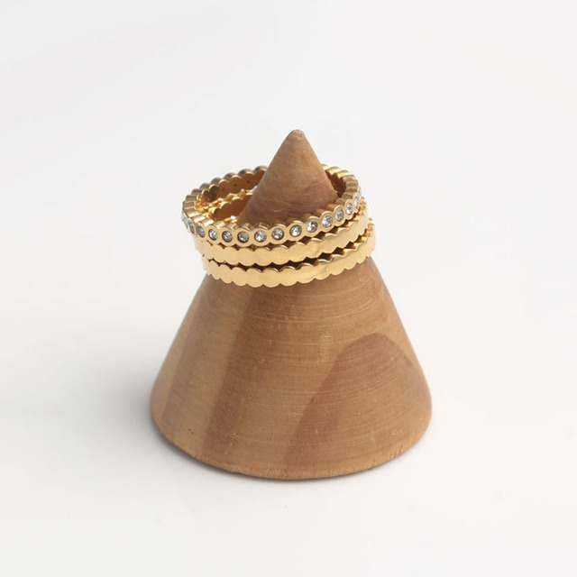 Zestaw 3 pierścienie Peri'sBox różowe złoto ula geometryczne Rhinestone minimalistyczna biżuteria - Wianko - 6