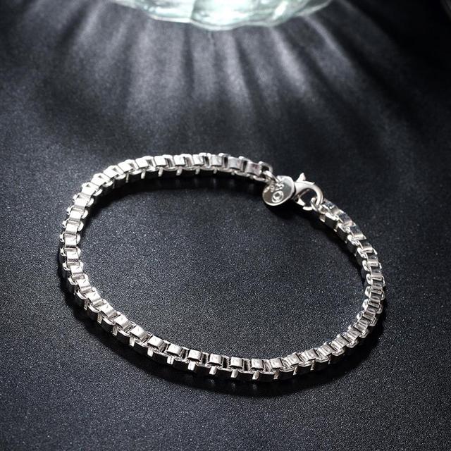 Bransoletka z łańcuszkiem o grubości 4MM, wykonana z 925 srebra - dla mężczyzn i kobiet, popularna marka biżuterii, idealna na ślubne przyjęcie lub jako prezent świąteczny - Wianko - 7