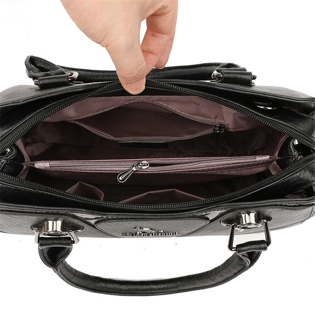 Luksusowa skórzana torebka na ramię dla kobiet z dużą pojemnością i uchwytem na wierzchu - Wianko - 27