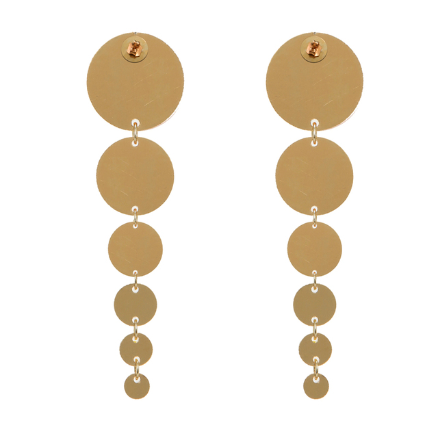 Kolczyki wiszące KUGUYS - złote opadające okrągłe kolczyki z długimi frędzlami - Wianko - 6