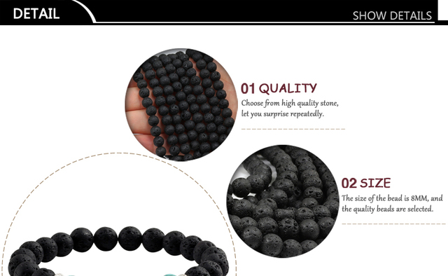 Rozważony tytuł produktu po polsku: Bransoletka Chakra Balance z czarnymi koralikami, wulkaniczny kamień czarnej lawy, moda budda - Wianko - 56