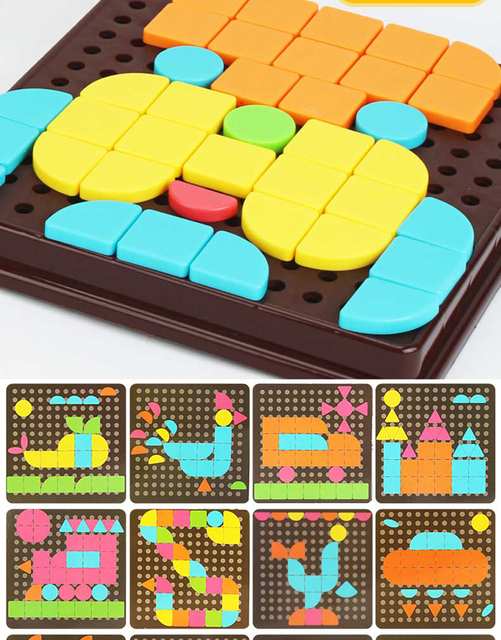 Drewniana gra DIY 3D Pin Puzzle dla dzieci, deska edukacyjna z kolorowymi motywami dla chłopców od 1 do 3 lat - Wianko - 7