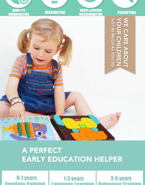 Drewniana gra DIY 3D Pin Puzzle dla dzieci, deska edukacyjna z kolorowymi motywami dla chłopców od 1 do 3 lat - Wianko - 2