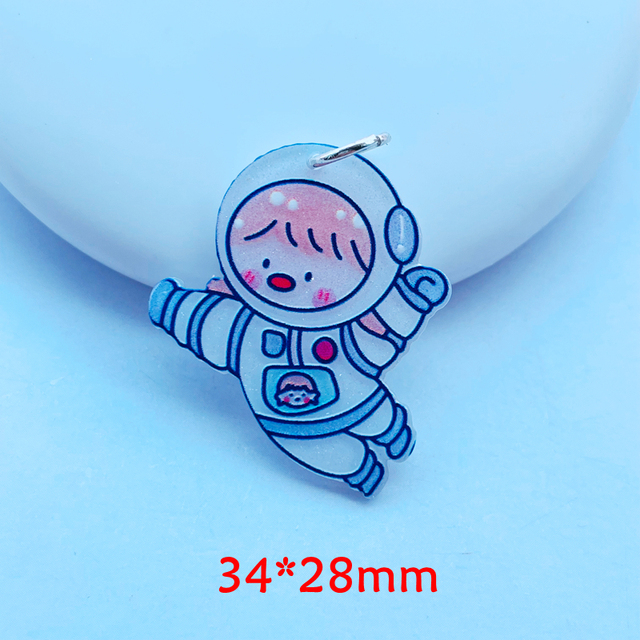 Breloczek naszyjnik DIY z jasnym astronautą Cute Cartoon, akrylowy, 10 sztuk, seria A44 - Wianko - 2