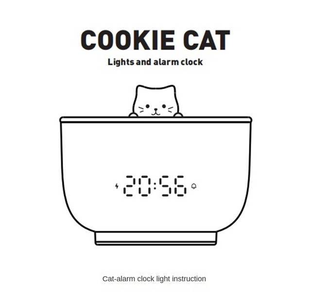 Kreatywny budzik LED z cyfrowym wyświetlaczem i lampkami nocnymi zwierząt – kot, modny prezent - Wianko - 15