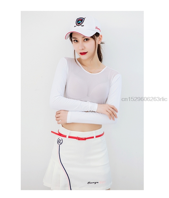 Koszulka golfowa damsko-męska z długim rękawem PGM, lodowy jedwab, przeciwsłoneczna, szybkoschnąca, pół długości, anty-UV - Wianko - 15