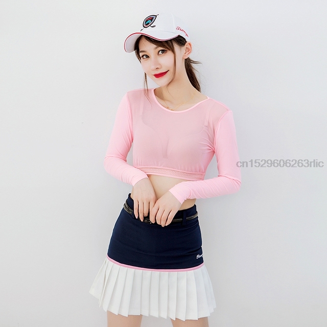 Koszulka golfowa damsko-męska z długim rękawem PGM, lodowy jedwab, przeciwsłoneczna, szybkoschnąca, pół długości, anty-UV - Wianko - 2