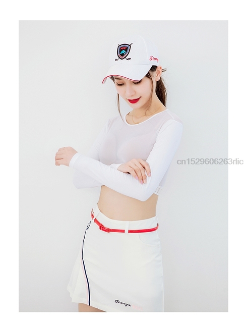 Koszulka golfowa damsko-męska z długim rękawem PGM, lodowy jedwab, przeciwsłoneczna, szybkoschnąca, pół długości, anty-UV - Wianko - 16