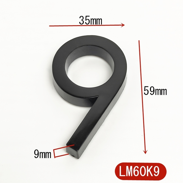Naklejka numeru domu 3D czarne, 5.8CM, do drzwi zewnętrznych - Wianko - 16
